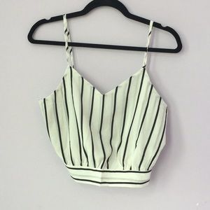 Black and white striped crop top